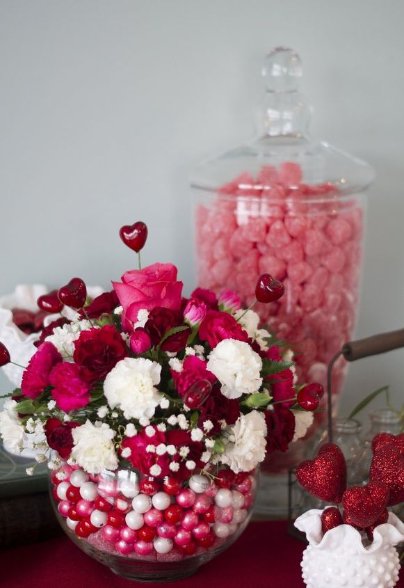 diy bubblegum bowl valentine centerpiece, flowers, seasonal holiday decor, valentines day ideas