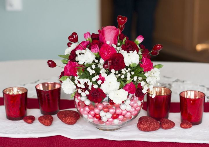 diy bubblegum bowl valentine centerpiece, flowers, seasonal holiday decor, valentines day ideas