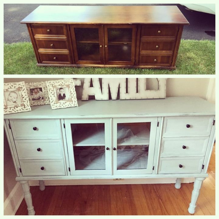 curbside tv console makeover, chalk paint, painted furniture