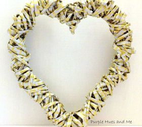 s 21 romantic heart decorations you might want to leave up all year, valentines day ideas, wall decor, Weave wrapping paper into a metallic wreath