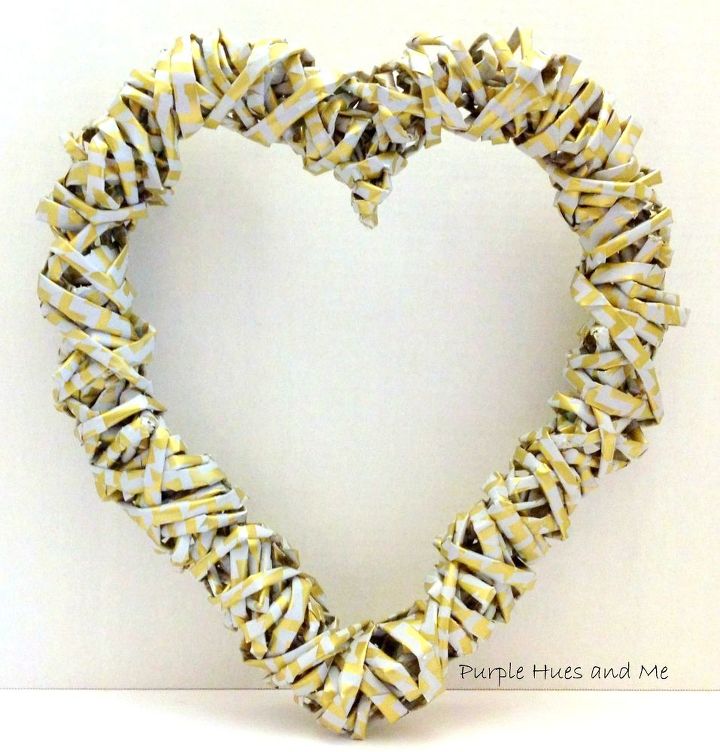 s 21 romantic heart decorations you might want to leave up all year, valentines day ideas, wall decor, Weave wrapping paper into a metallic wreath