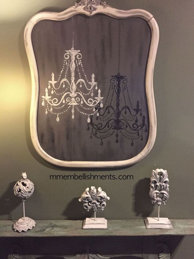 repurposed harp mirror frame into chandelier art, crafts, wall decor