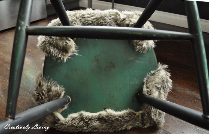 faux fur chair cover 15 minutes and no sew, repurposing upcycling, reupholster