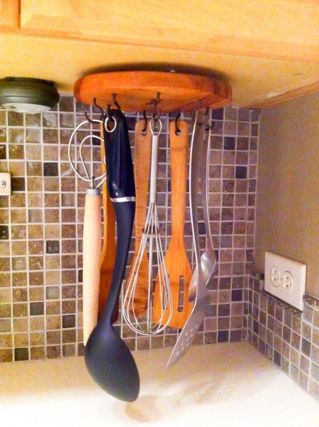diy rotating cooking utensil storage rack, diy, kitchen design, organizing, storage ideas, woodworking projects