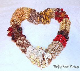 funky necklace heart wreath, crafts, repurposing upcycling, seasonal holiday decor, valentines day ideas, wreaths