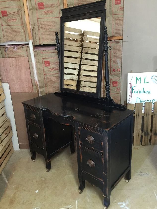 Antique Vanity Refinishing..A $35 Garage Sale Find! Hometalk antique vanity refinishing a 35 garage sale find, chalk paint, painted furniture, Before - Antique Vanity Refinishing..A $35 Garage Sale Find! Hometalk