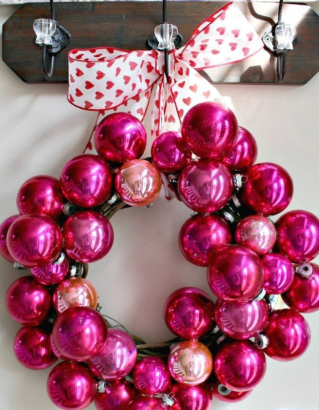 diy valentines day wreath using vintage shiny brite ornaments, crafts, repurposing upcycling, seasonal holiday decor, valentines day ideas, wreaths