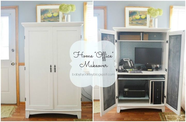 diy home office makeover, chalkboard paint, home office, painted furniture