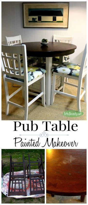 fixer upper inspired pub table and chairs makeover, painted furniture