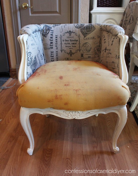 french provincial chair makeover, chalk paint, painted furniture, reupholster