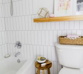modern makeover transforms simple bathroom, bathroom ideas, home decor, painted furniture, tiling