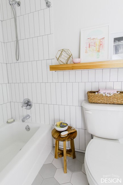 modern makeover transforms simple bathroom, bathroom ideas, home decor, painted furniture, tiling