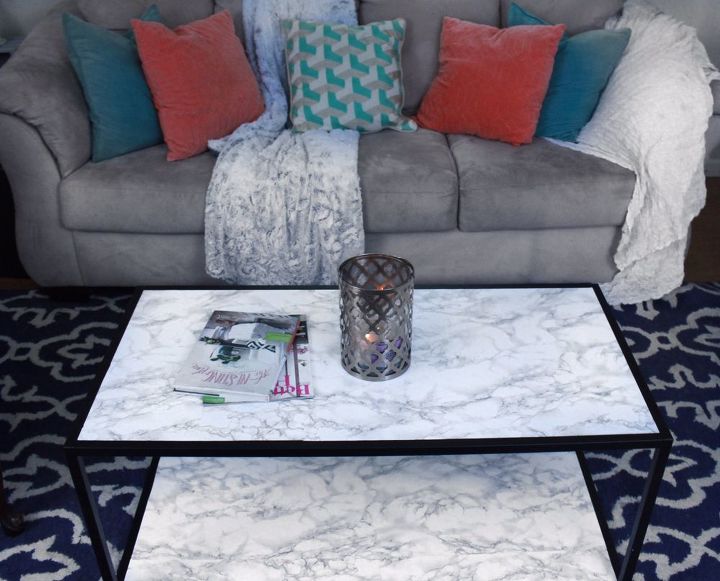 diy faux marble coffee table makeover tutorial, painted furniture