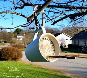 diy bird suet feeder from thrifted coffee mugs, crafts, outdoor living, repurposing upcycling