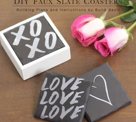 diy faux slate coasters valentinesday, chalkboard paint, crafts, seasonal holiday decor, valentines day ideas