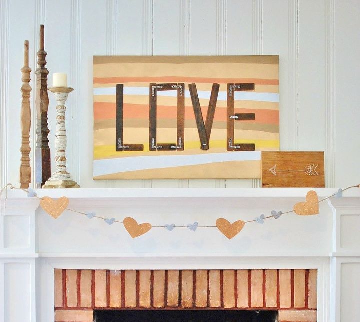 s how 13 dumpster divers decorate for valentine s day, repurposing upcycling, seasonal holiday decor, valentines day ideas, Mixed Metal Mantel Art from an Old Shutter
