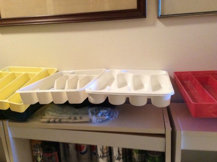 q plastic cutlery trays, organizing, repurpose household items, repurposing upcycling