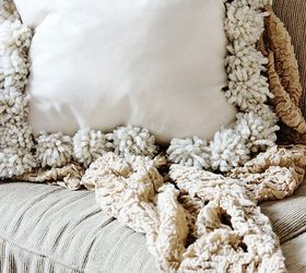 diy drop cloth pom pom pillows, crafts, how to, reupholster