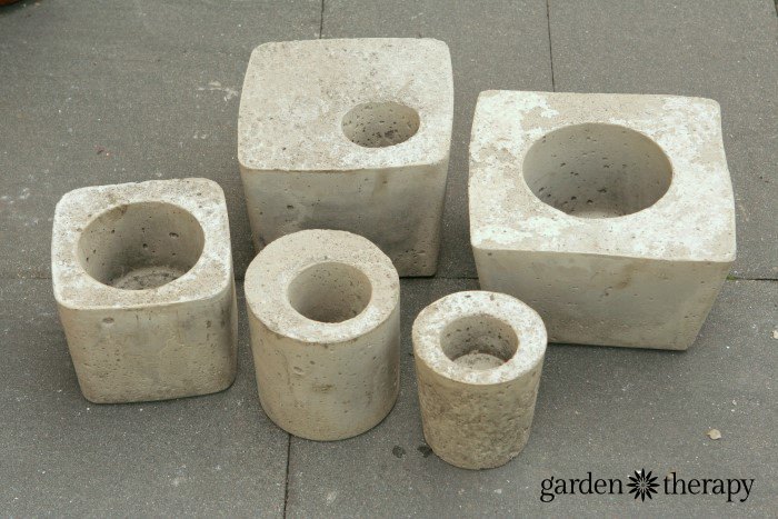make your own concrete planters from recycling, concrete masonry, gardening, how to, repurposing upcycling