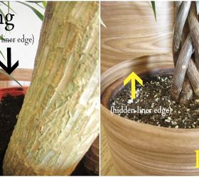 diy cachepot from shelf liners, container gardening, gardening, repurposing upcycling