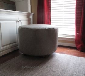 upcycled wire spool ottoman, diy, repurposing upcycling, reupholster