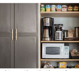 how to create a coffee station within a small pantry, kitchen cabinets, kitchen design, organizing