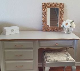 french provincial desk vanity makeover, painted furniture