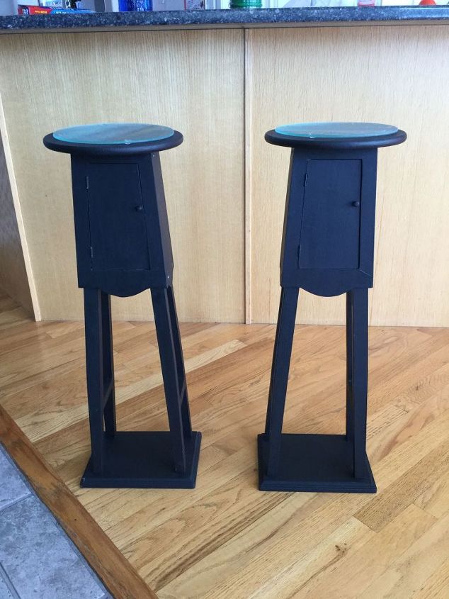 plant stands turned into end tables, chalk paint, painted furniture, repurposing upcycling