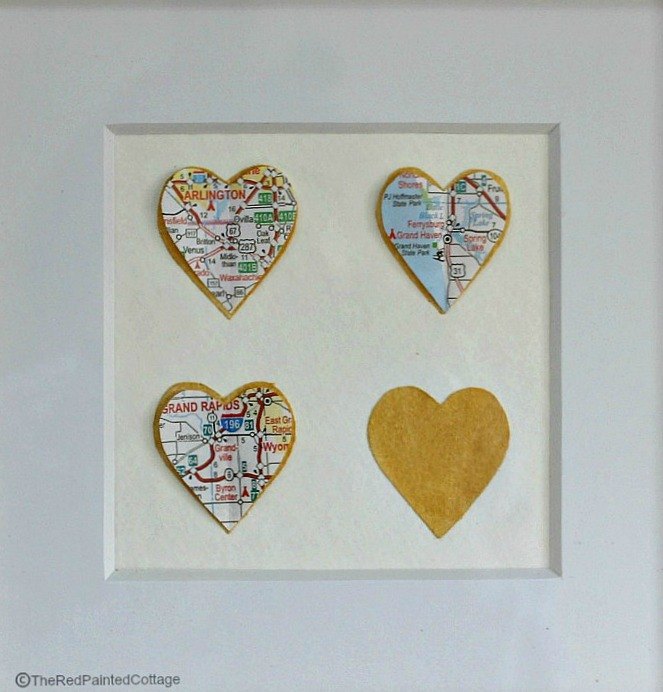 diy map love hearts, crafts, decoupage, wall decor