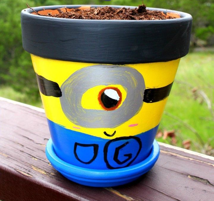 minion flower pot, container gardening, crafts, gardening