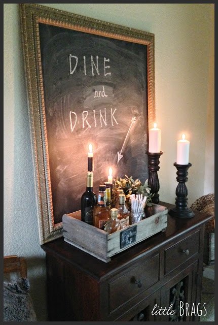 a little mini bar in an old wooden crate, repurposing upcycling