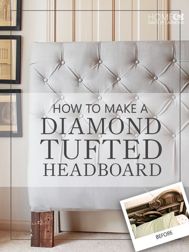 how to make a sophisticated diamond tufted headboard for only 50, bedroom ideas, diy, how to, reupholster