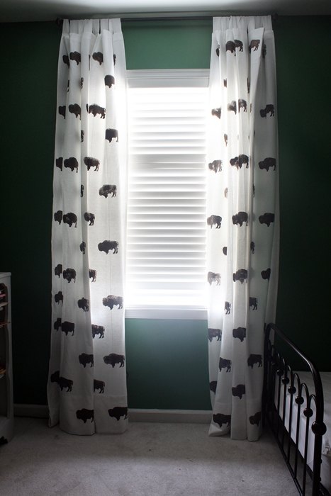 custom buffalo curtains for kid s room from inexpensive ikea curtains, bedroom ideas, crafts, window treatments, windows