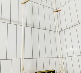 hang a swing shelf in the shower or anywhere, bathroom ideas, diy, shelving ideas, woodworking projects