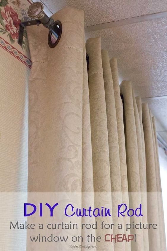 quick and cheap diy curtain rod, reupholster, window treatments, windows