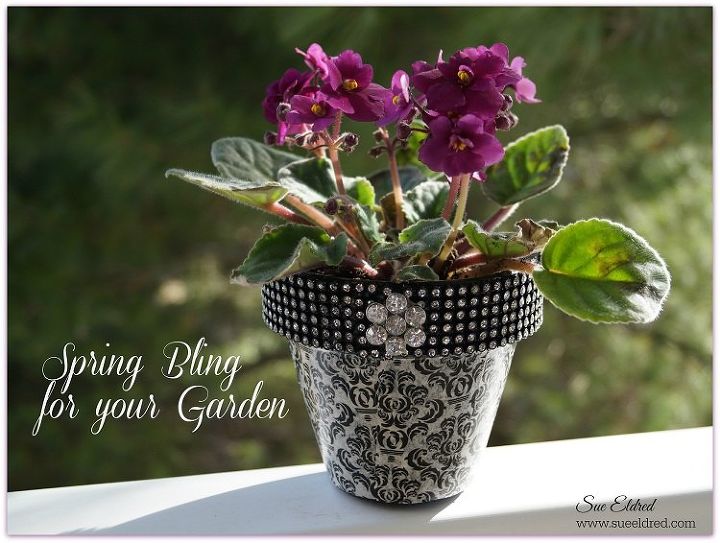 spring bling for your garden, container gardening, crafts, decoupage, gardening