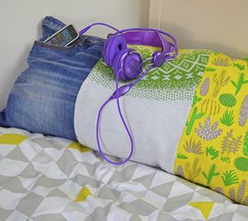 diy iphone denim pocket pillow, how to, repurposing upcycling, reupholster