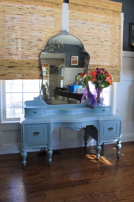 persian blue vanity, painted furniture