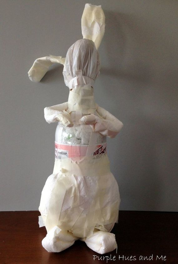 recycled decoupaged paper mache bunny, crafts, decoupage, repurposing upcycling, seasonal holiday decor