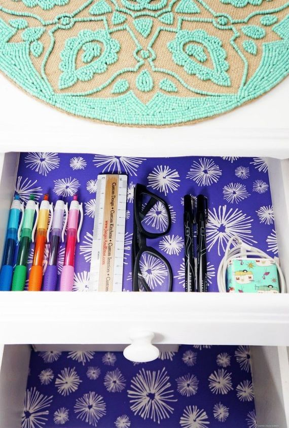 diy wallpaper lined drawers, crafts, home office