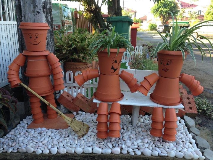 flower pot people, gardening, repurposing upcycling