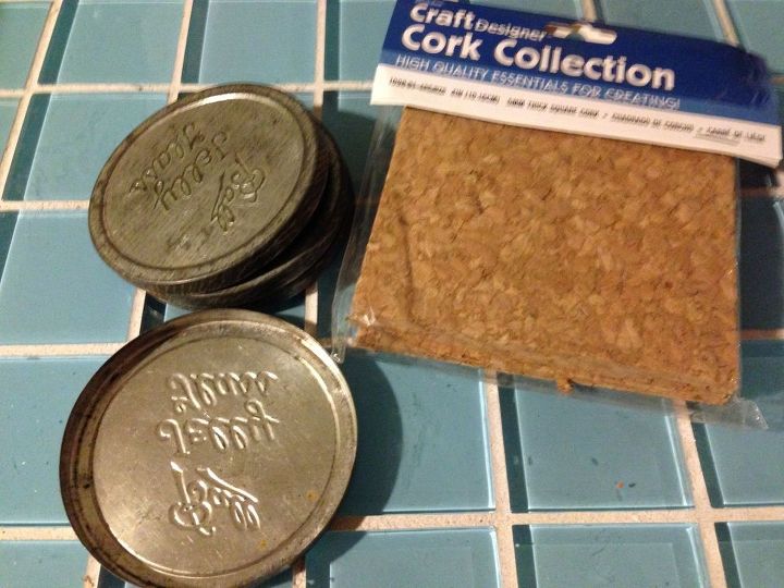 vintage mason canning jar lids become geometric coasters, crafts, mason jars, repurposing upcycling