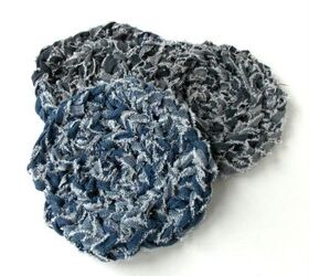 how to crochet denim trivets with denim yarn, crafts