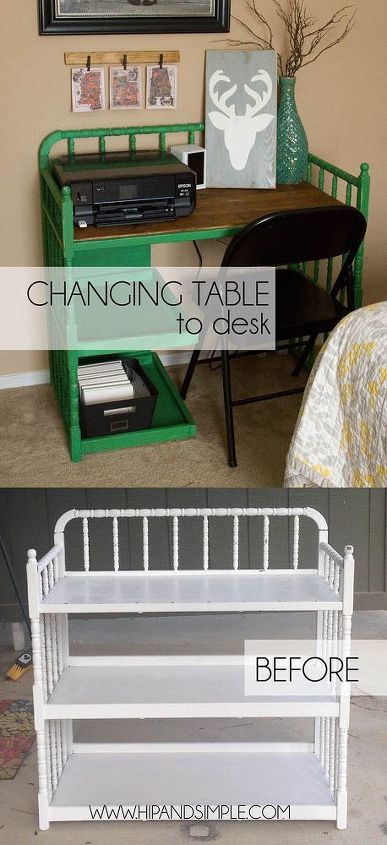 changing table converted to desk, home office, painted furniture, repurposing upcycling