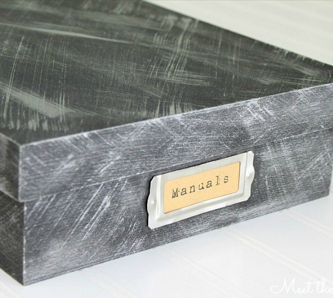 s 9 budget ways to add gleaming metallic accents, crafts, home decor, Organize files with faux aged metal boxes