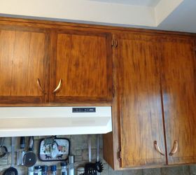 refinish ugly maple cubboards, finished