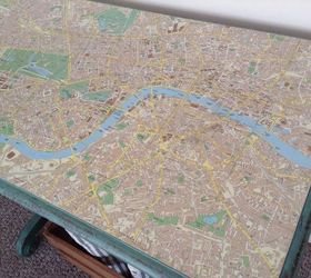 vintage table with london map decoupage, decoupage, painted furniture