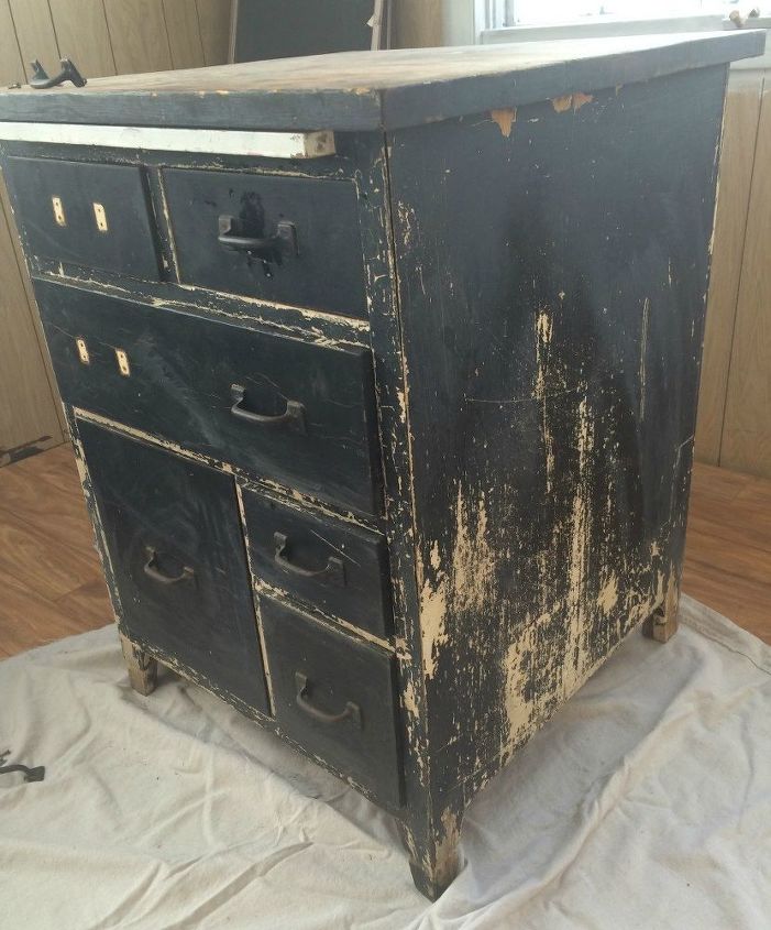 beat up garage cabinet becomes a custom kitchen countertop base, countertops, kitchen cabinets, kitchen design, painted furniture, repurposing upcycling