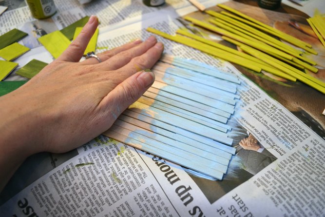 coffee stirrer diy wall art