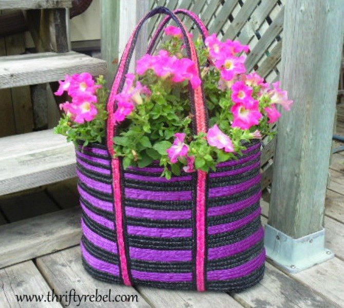s 13 planter ideas that blow all other planters out of the water, container gardening, gardening, repurposing upcycling, Fill a purse with soil and flowers